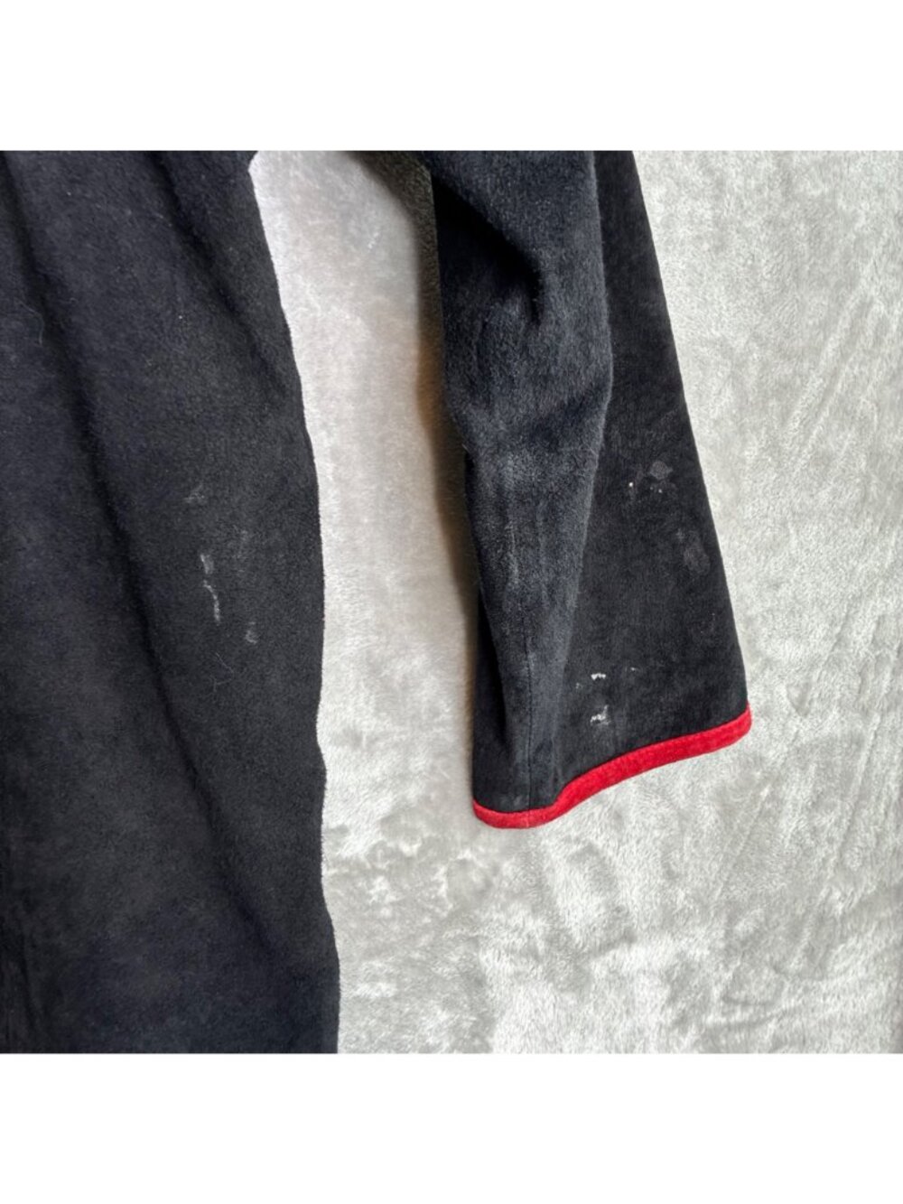 Linea by Louis DellOlio Womens Embroidered Suede Leather Jacket 1X Black Red - Picture 8 of 10